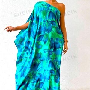One Shoulder Silky Maxi Dress